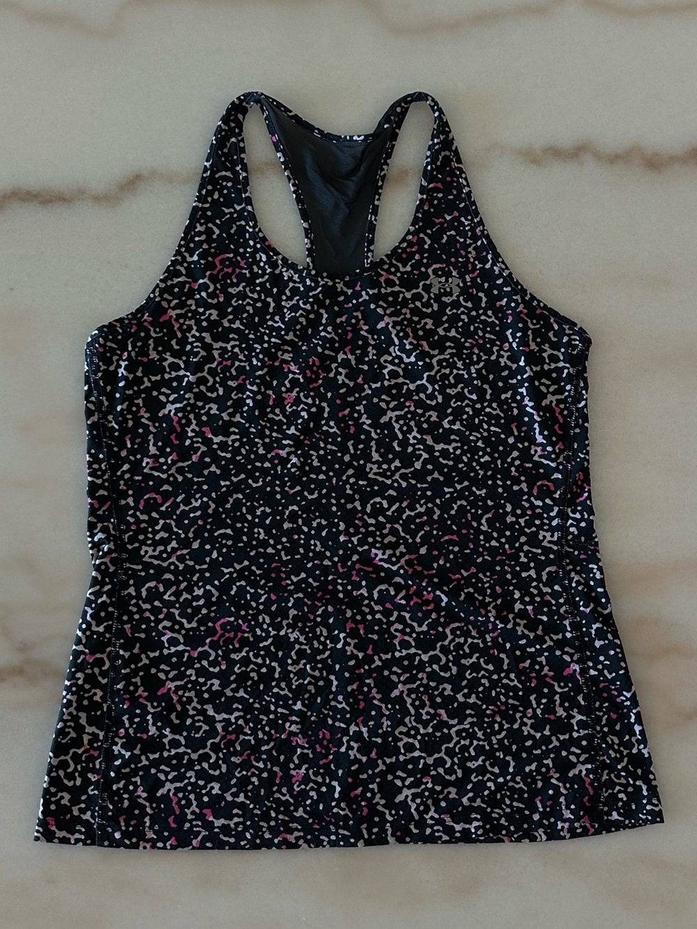 Under Armour Women’s Printed Racerback Athletic Tank Top Black Pink Workout